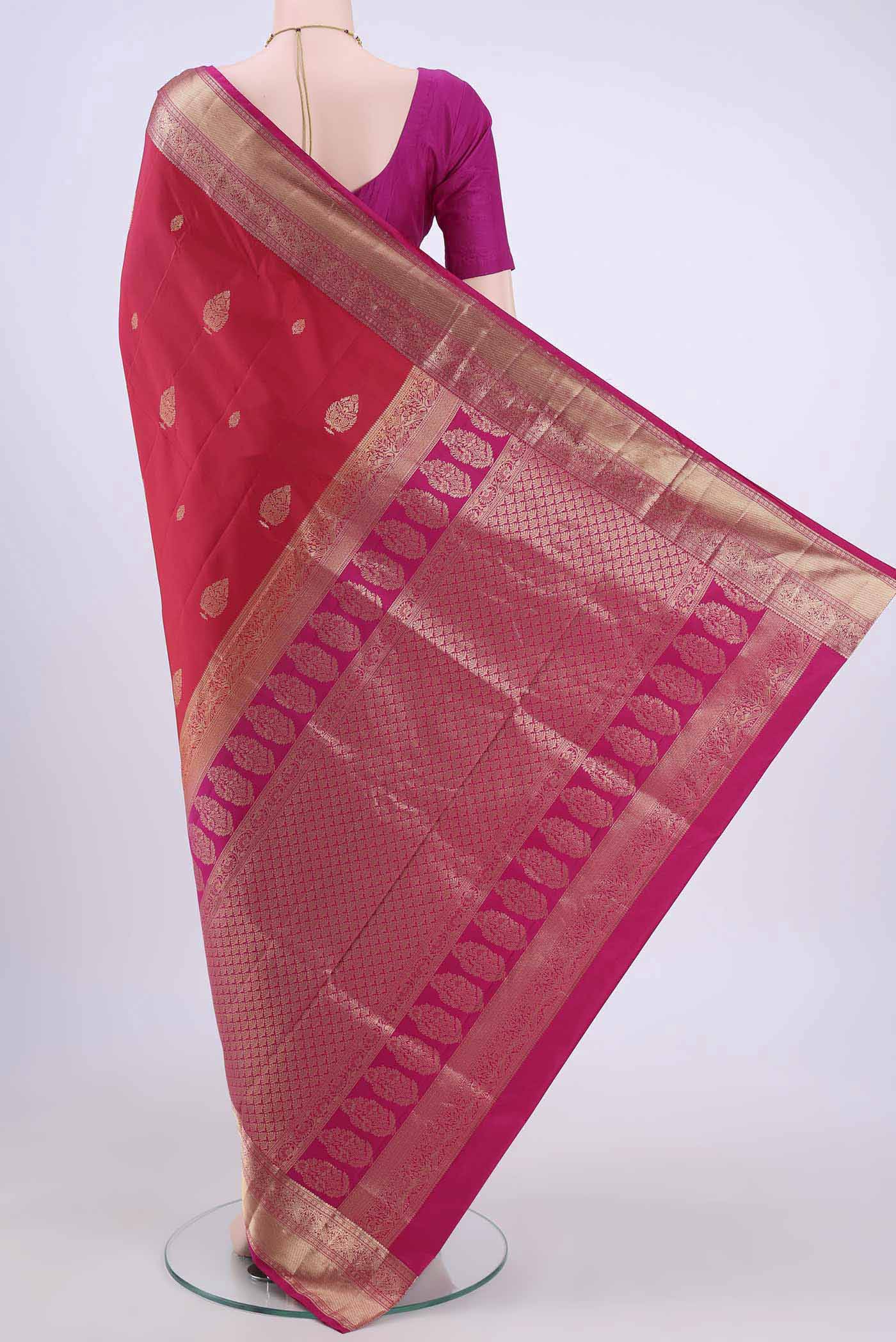 Dark Pink Soft Silk Saree - Image 3