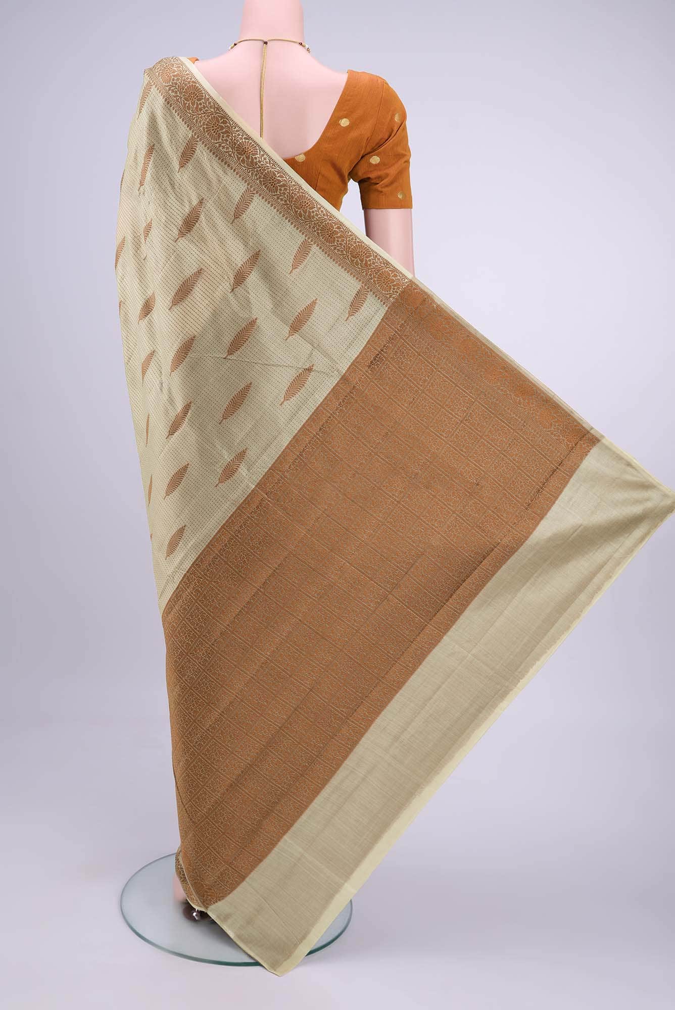 Davys Grey Banarasi Raw Silk Saree - Image 2