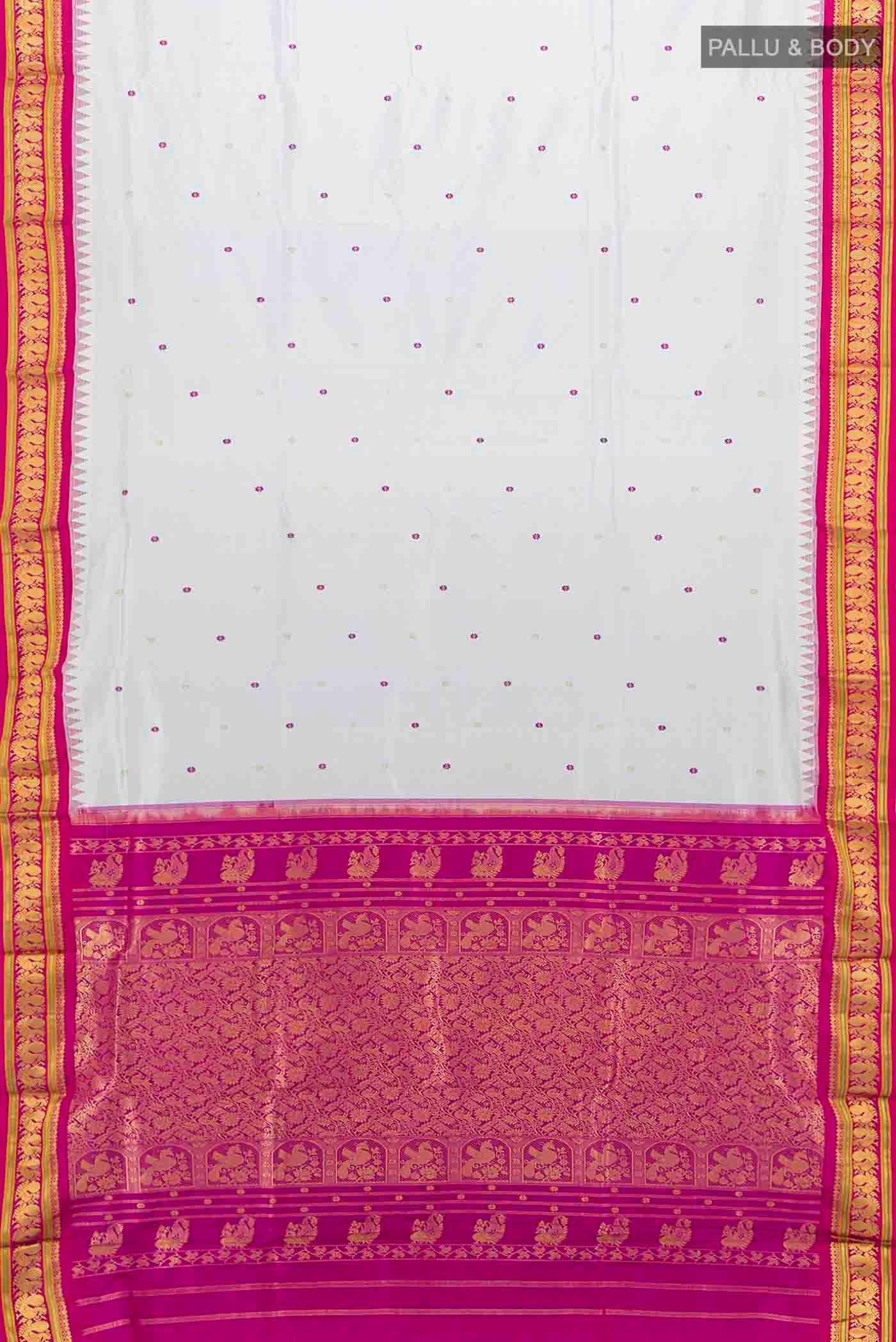 Grey Bangalore Silk Nine Yards Saree - Image 4