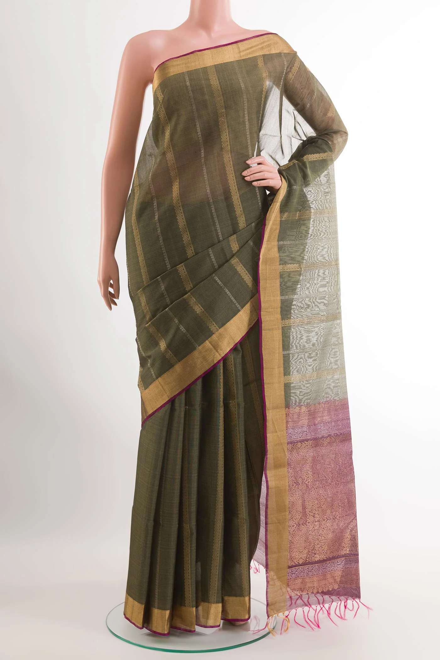 Davys Grey Silk Cotton Saree