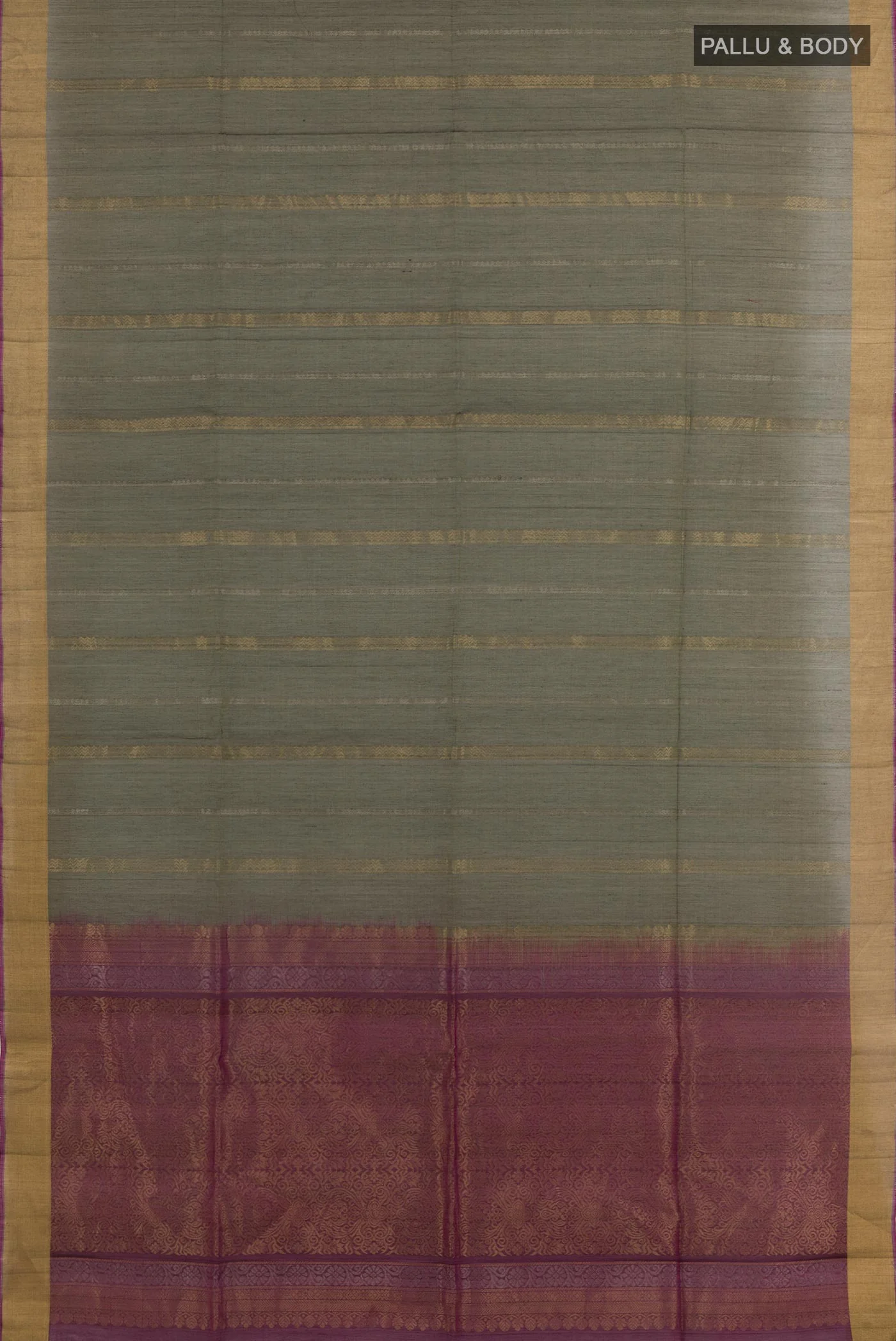 Davys Grey Silk Cotton Saree - Image 3