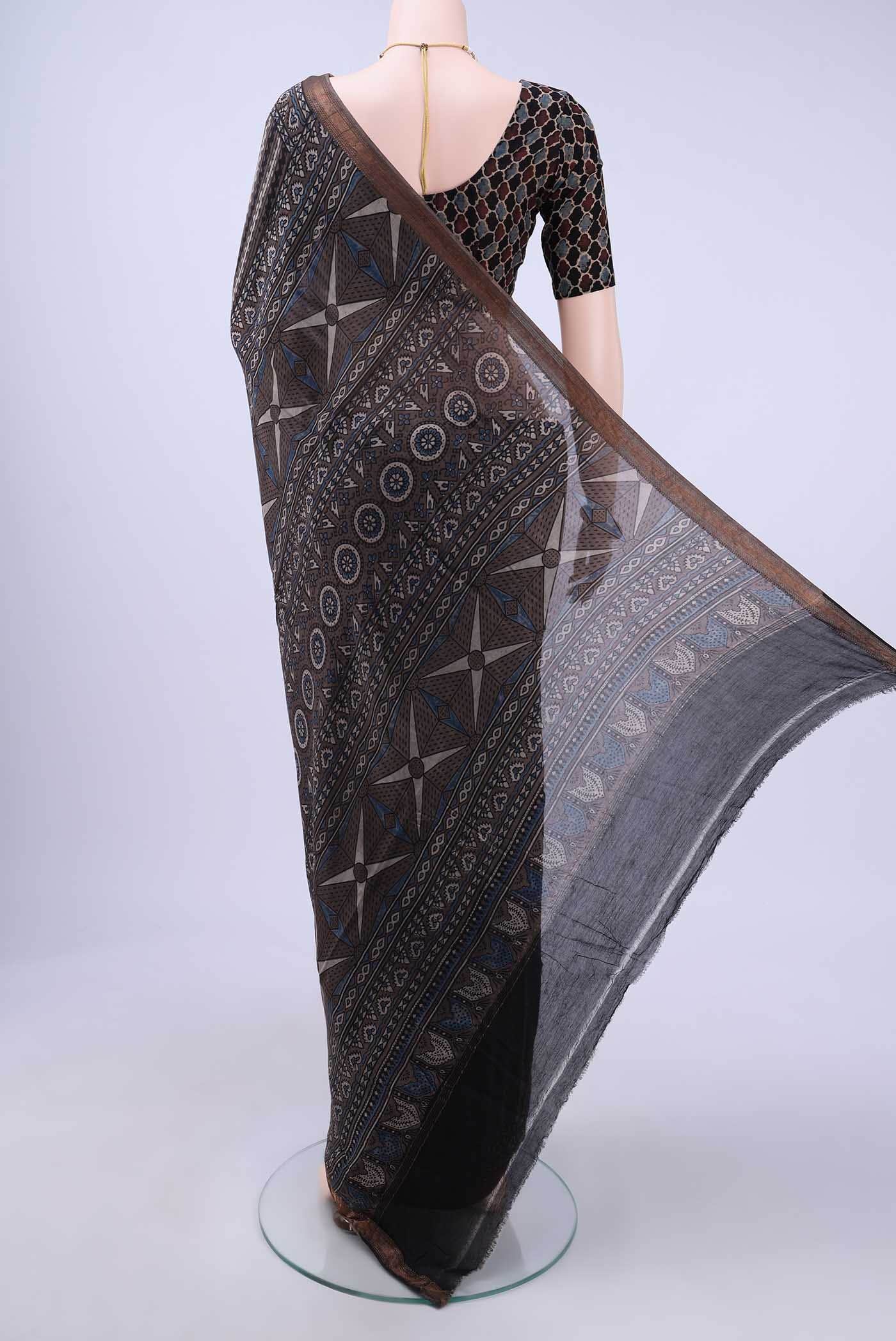 Davys Grey Chanderi Silk Cotton Saree - Image 2