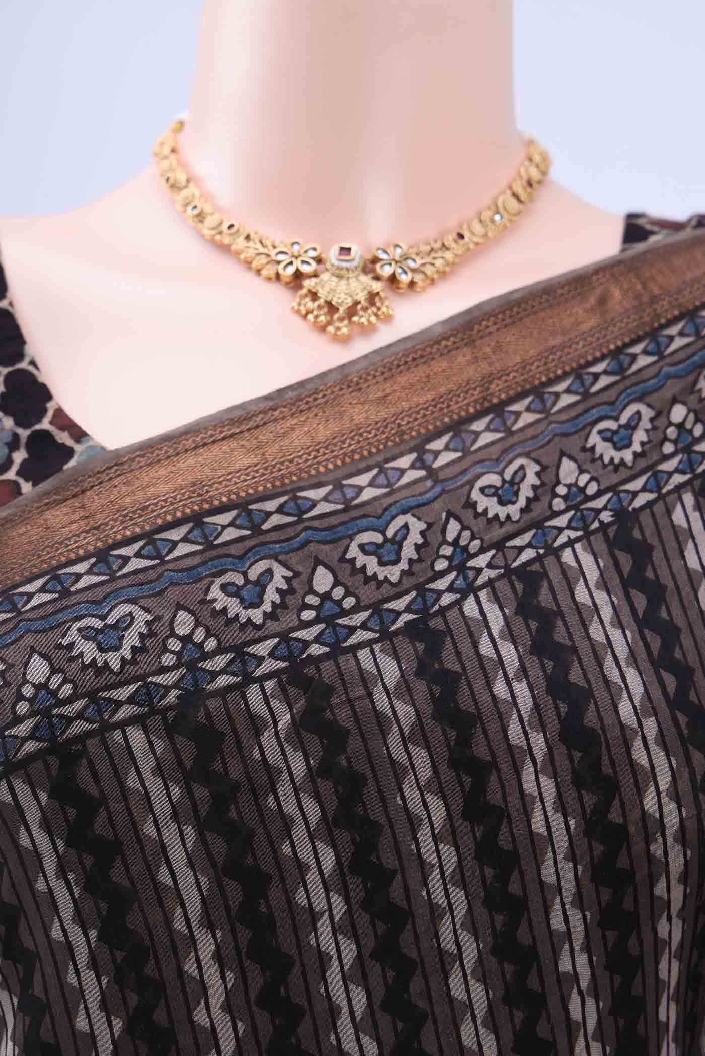 Davys Grey Chanderi Silk Cotton Saree - Image 3