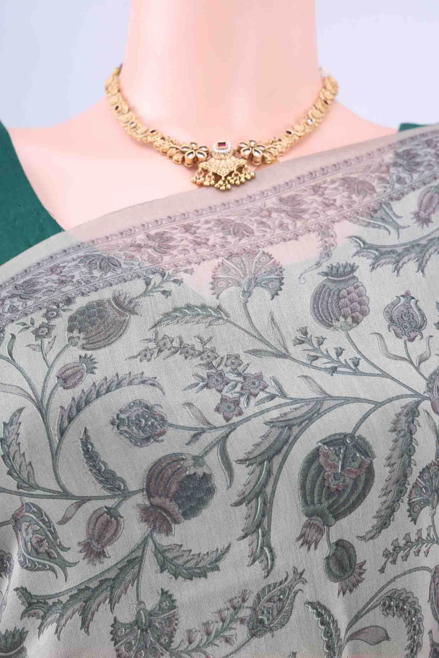 Davys Grey Chanderi Silk Cotton Saree - Image 3