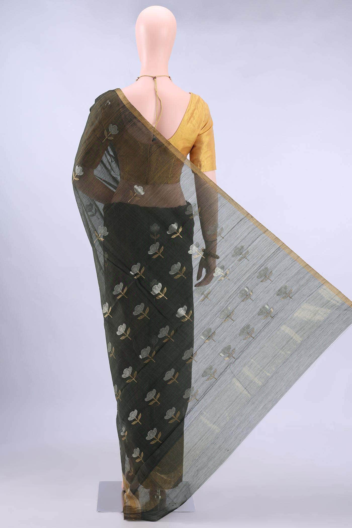 Davys Grey Chanderi Silk Saree - Image 2