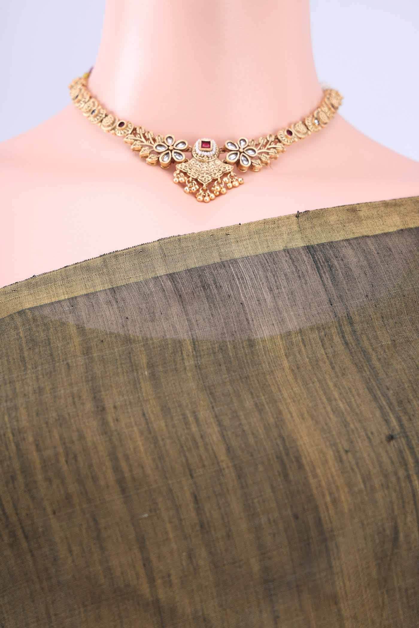 Davys Grey Chanderi Silk Saree - Image 3