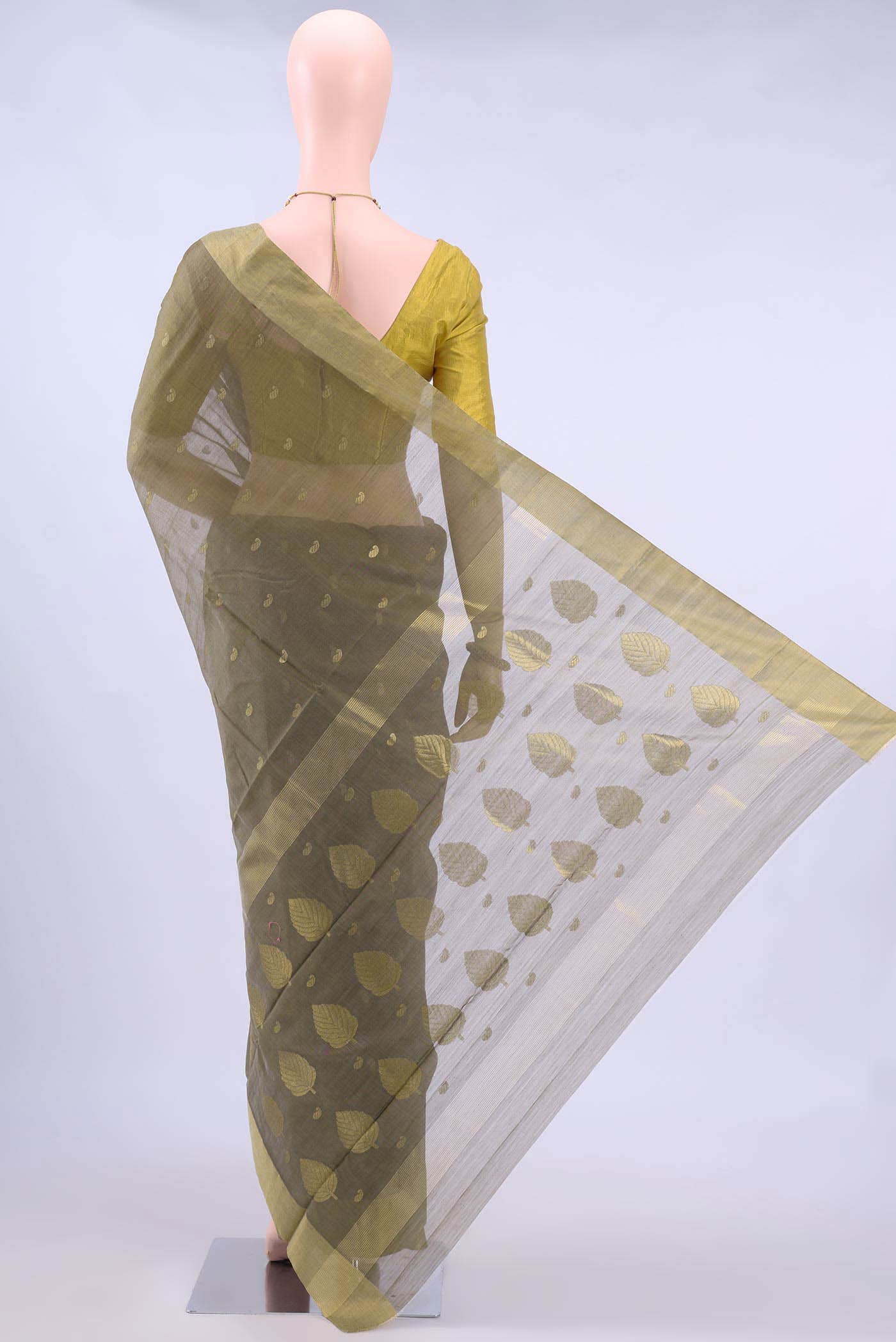Davys Grey Chanderi Silk Saree - Image 2