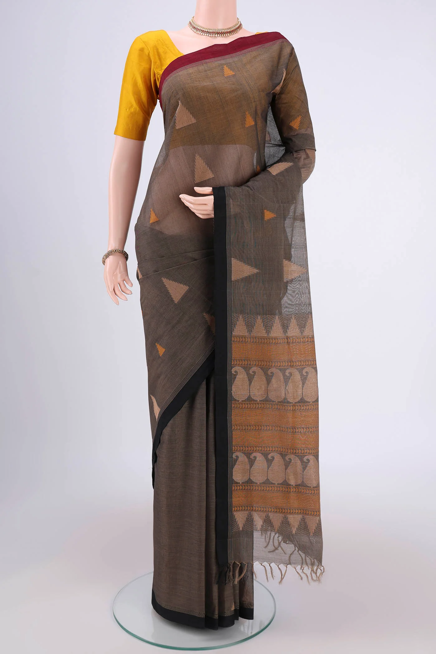 Davys Grey Coimbatore Cotton Saree