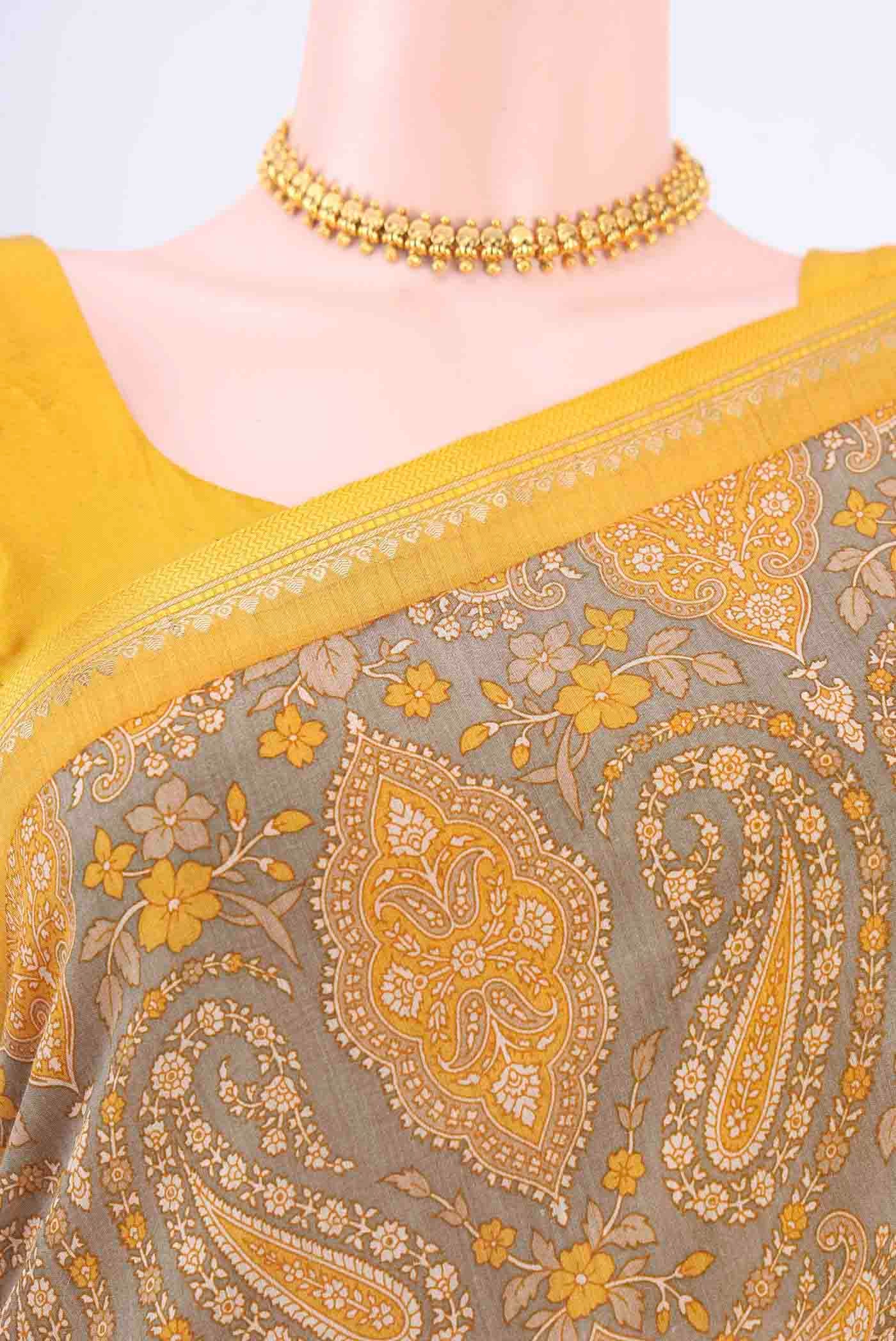 Davys Grey Dual Tone Tussar Silk Saree - Image 2
