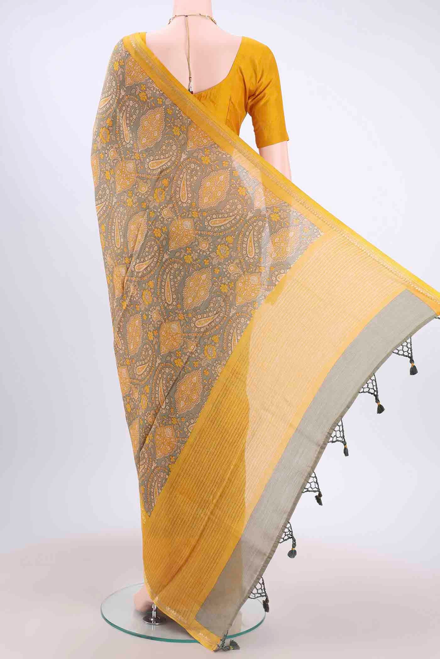 Davys Grey Dual Tone Tussar Silk Saree - Image 3