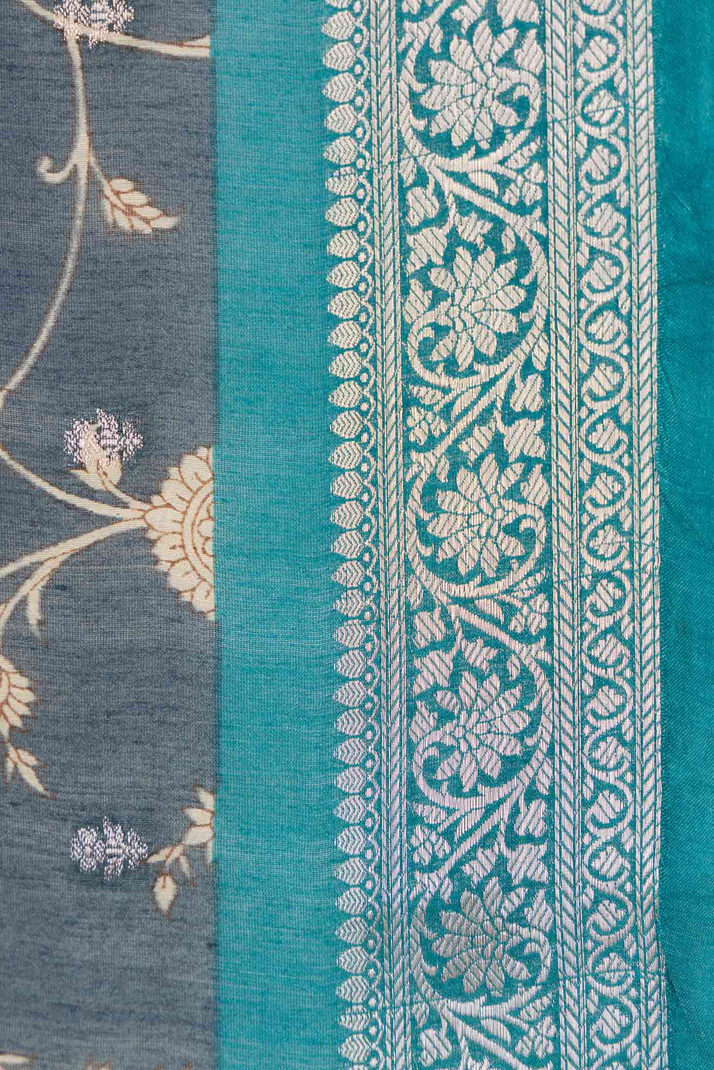 Davys Grey Dual Tone Tussar Silk Saree - Image 3