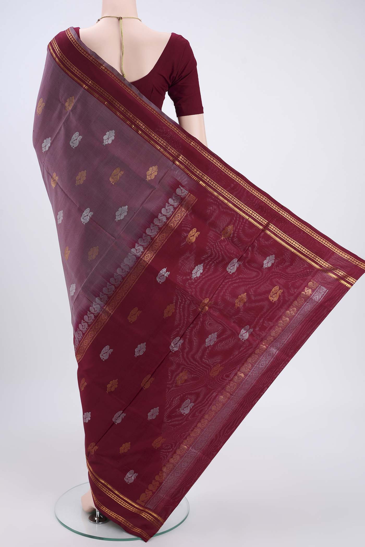 Mauve Uppada Silk Saree - Image 3