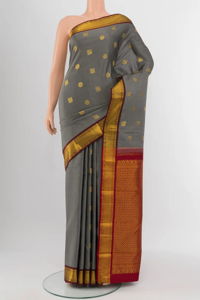 Grey Kanchipuram Silk Saree