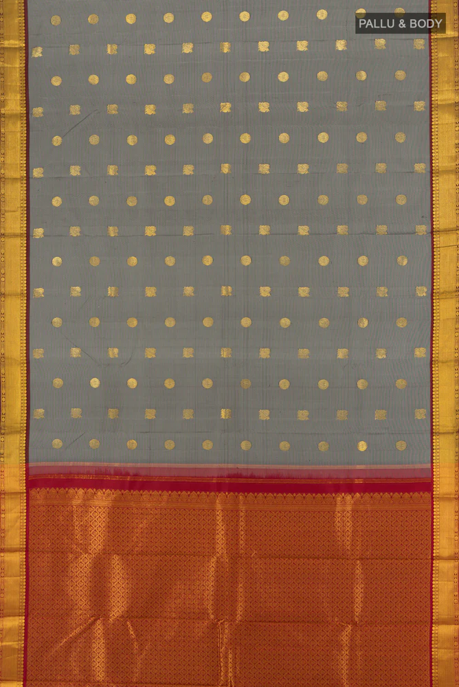 Grey Kanchipuram Silk Saree - Image 5