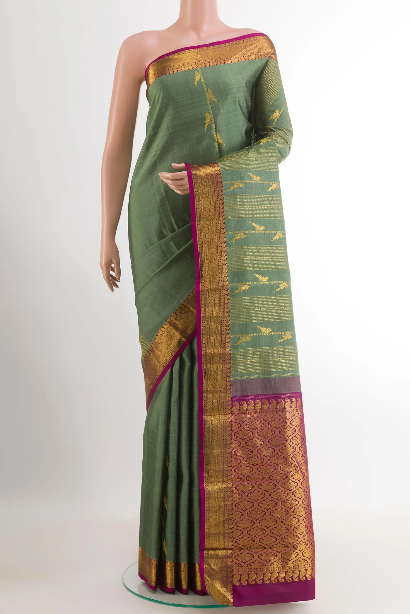 Sage Green Kanjivaram Silk Saree