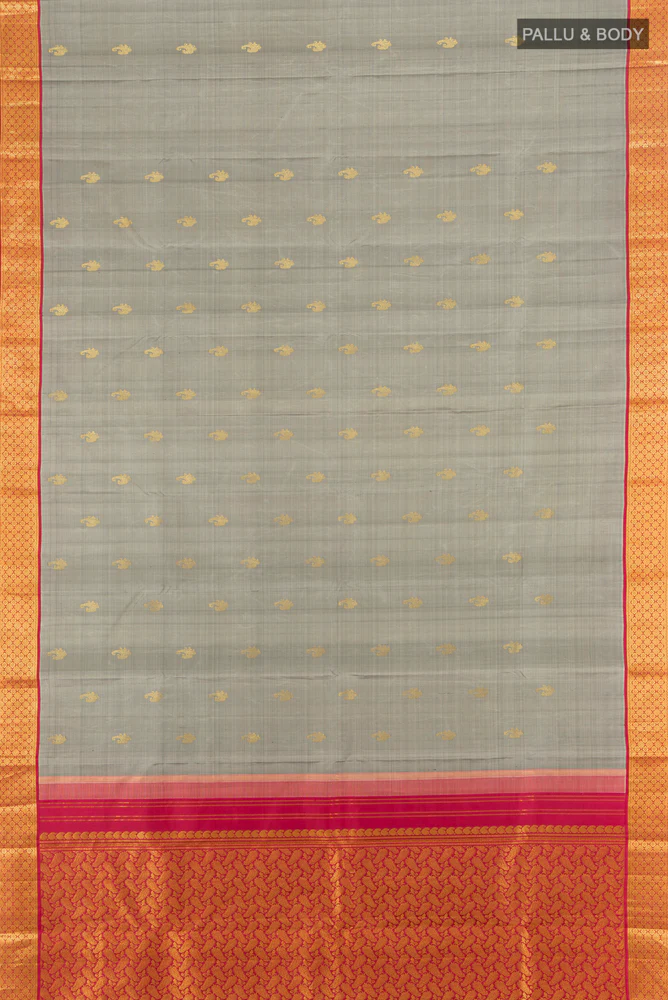 Grey Kanjivaram Silk Saree - Image 5