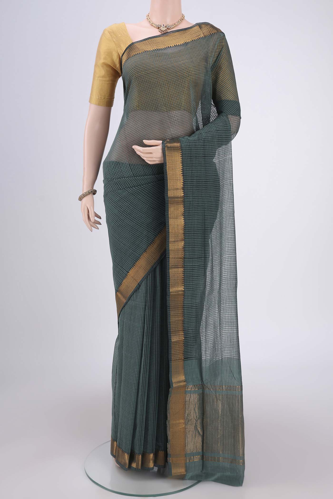 Davys Grey Mangalagiri Cotton Saree