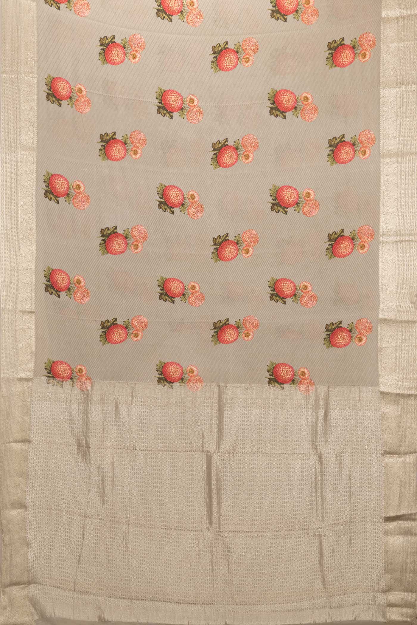 Davys Grey Mysore Crepe Saree - Image 4