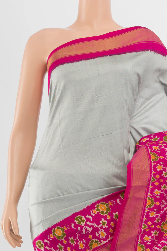 Grey Pochampally Silk Saree - Image 2