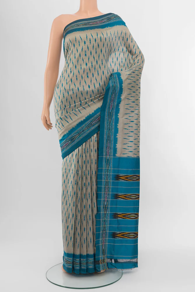 Grey Pochampally Silk Saree
