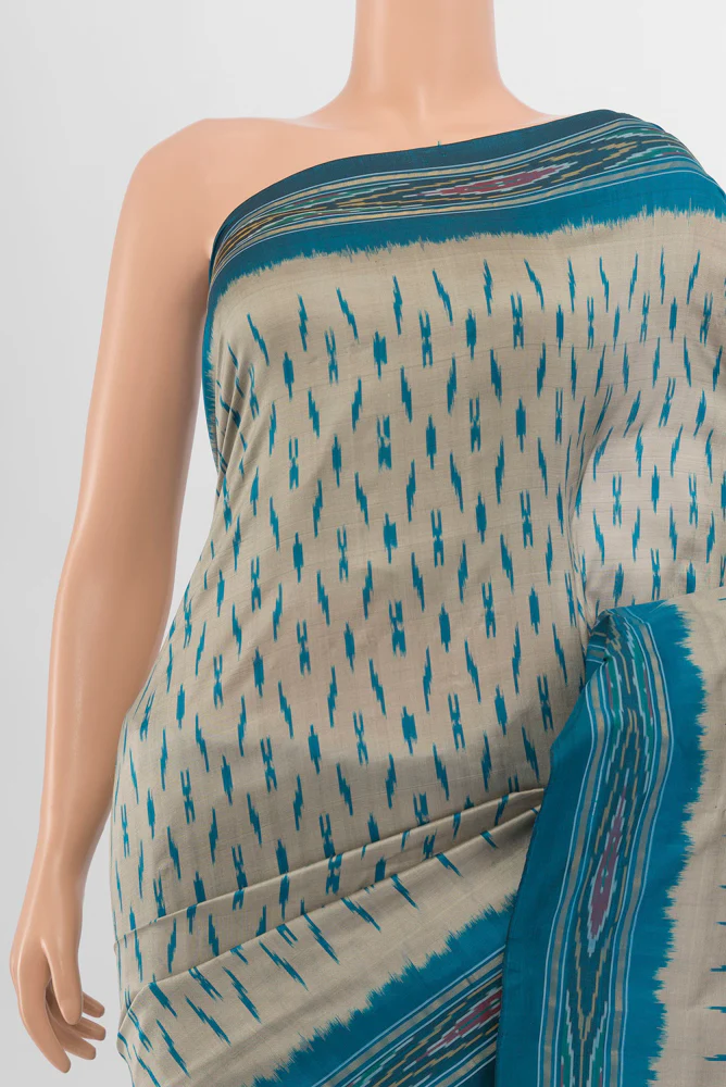 Grey Pochampally Silk Saree - Image 2