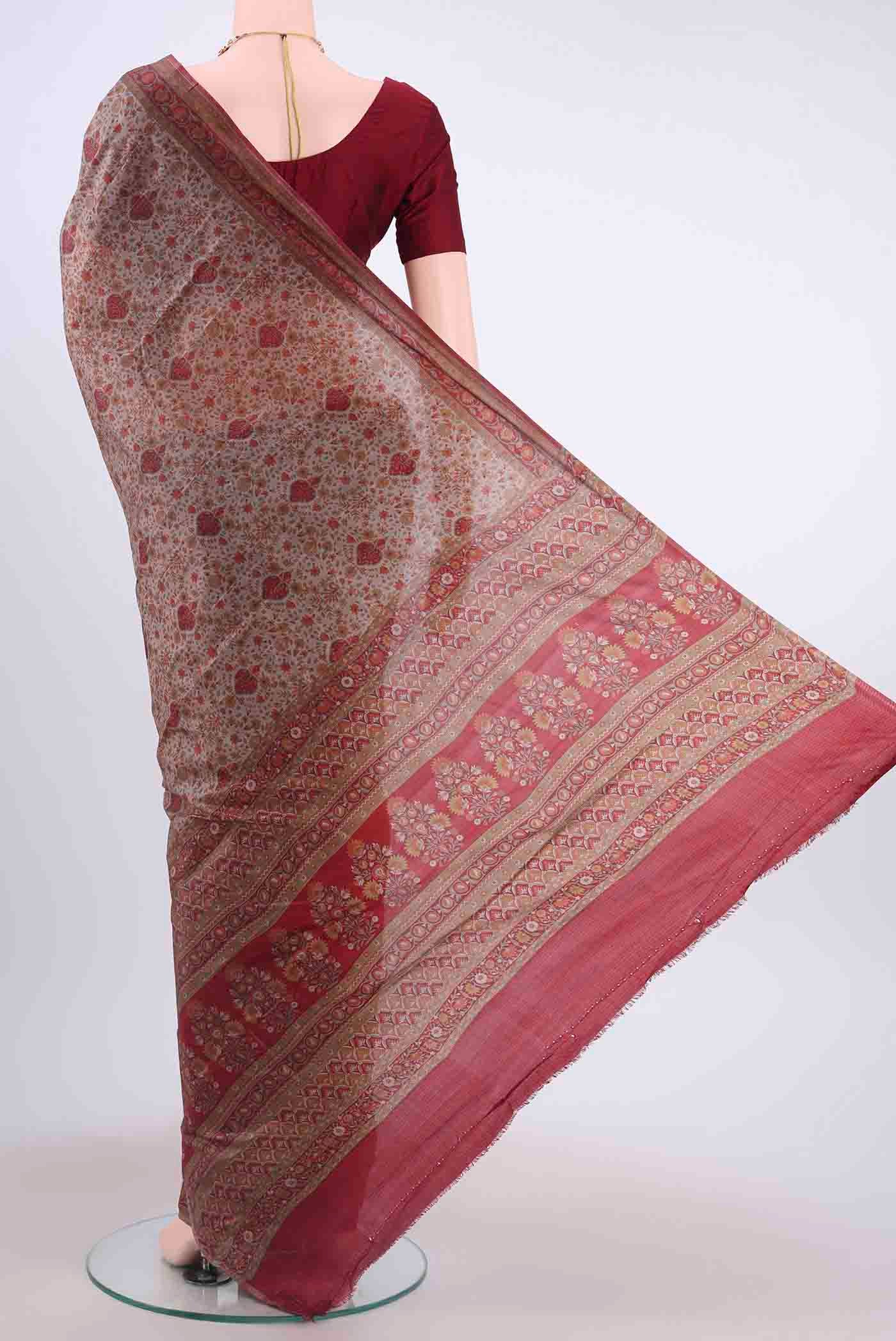 Davys Grey Printed Silk Saree - Image 3