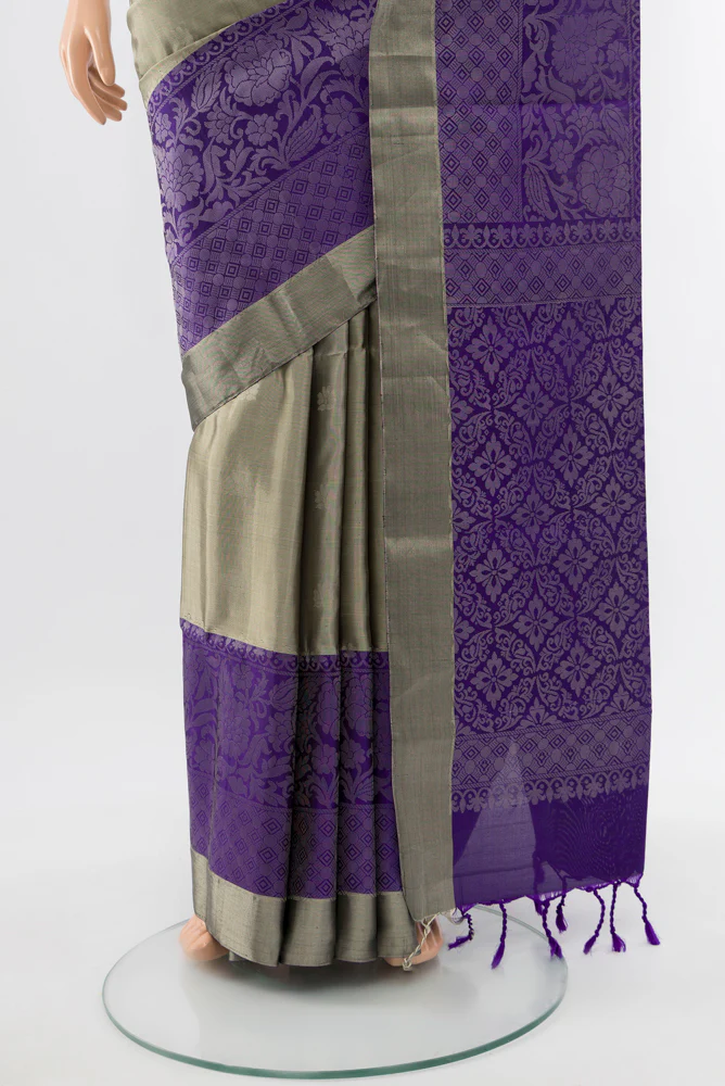 Davys Grey Soft Silk Saree - Image 3