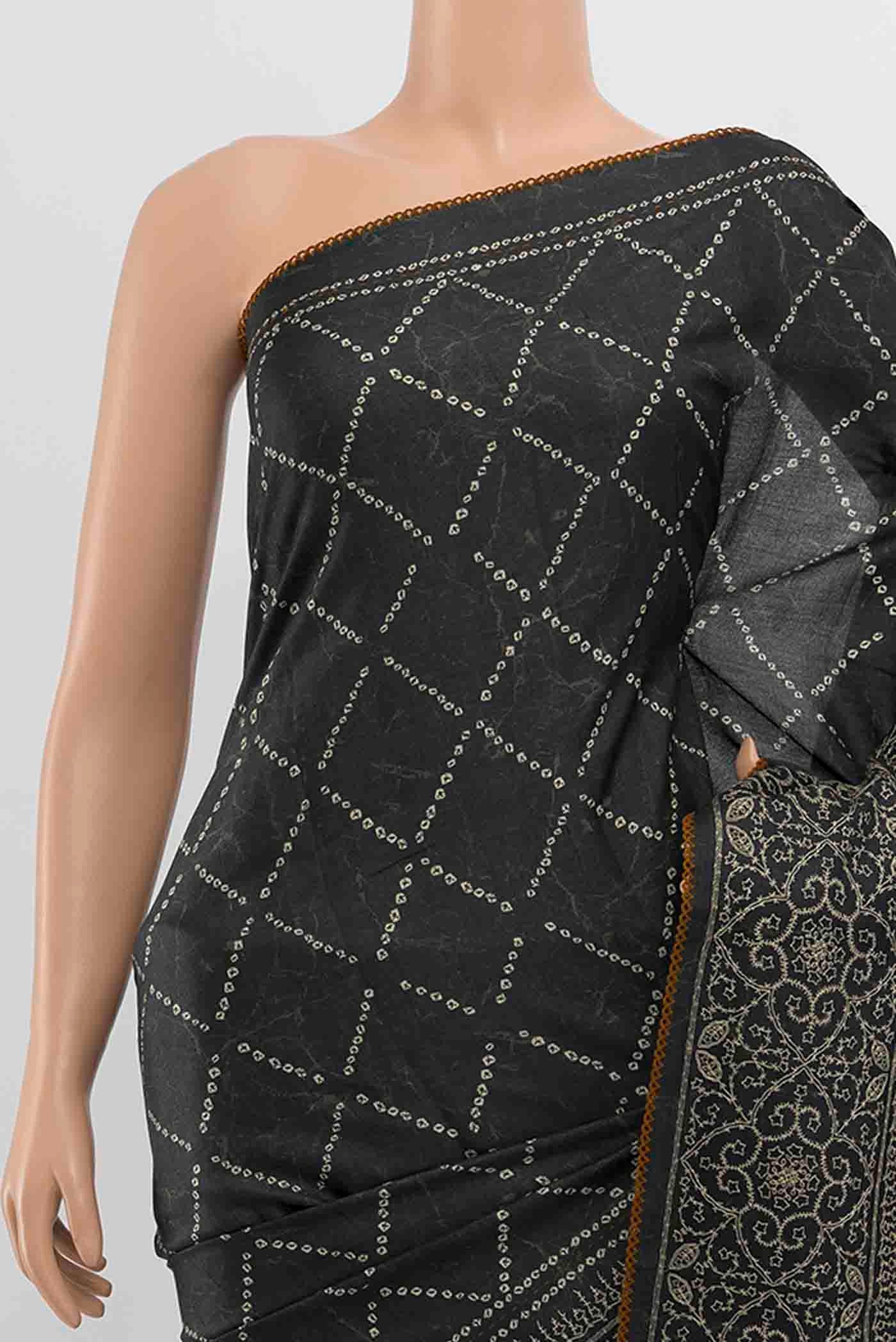 Black Tussar Silk Saree - Image 2