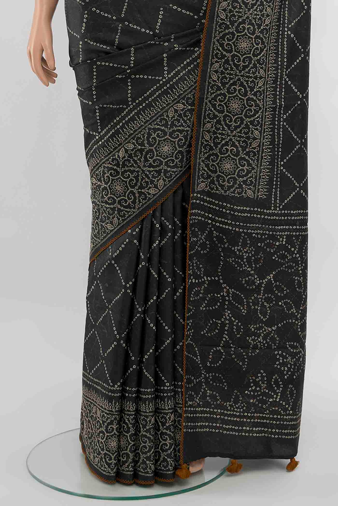 Black Tussar Silk Saree - Image 3