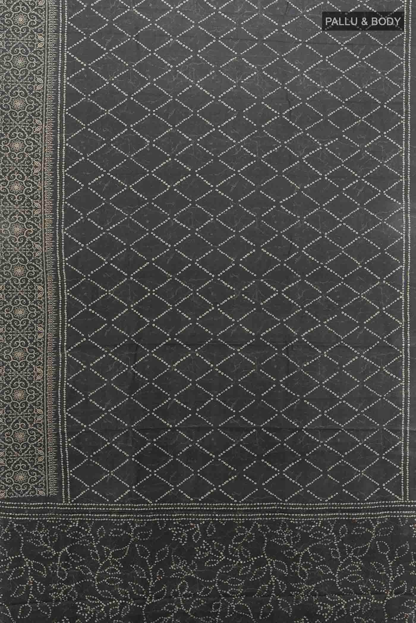 Black Tussar Silk Saree - Image 5