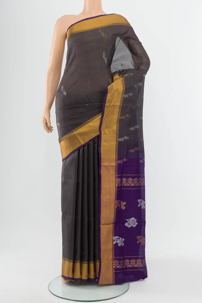 Davys Grey Uppada Silk Saree