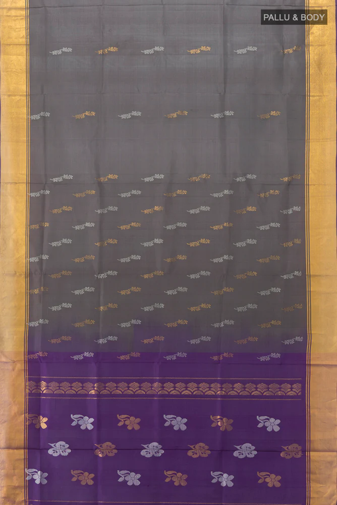 Davys Grey Uppada Silk Saree - Image 5