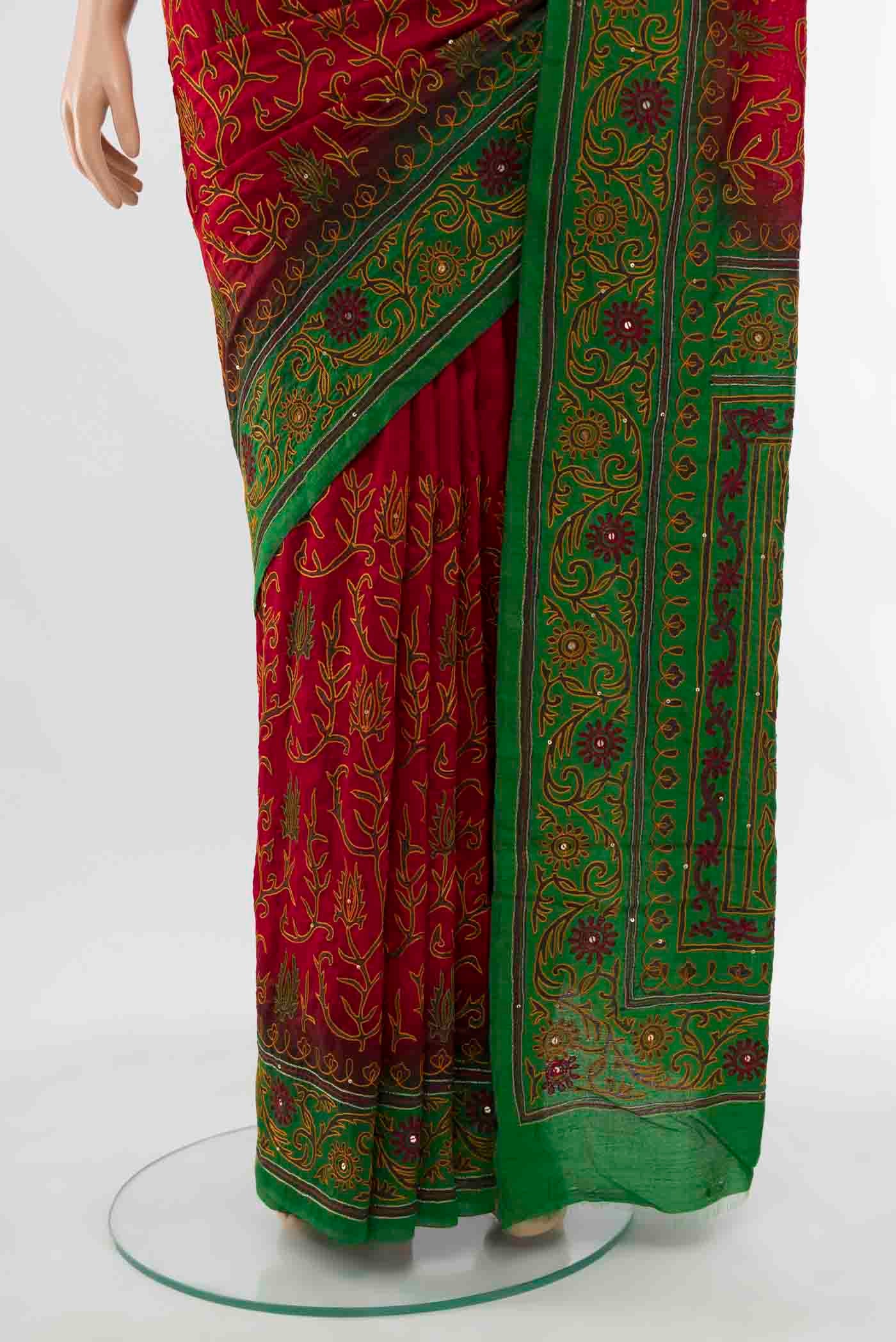 Red Blended Raw Silk Saree - Image 3