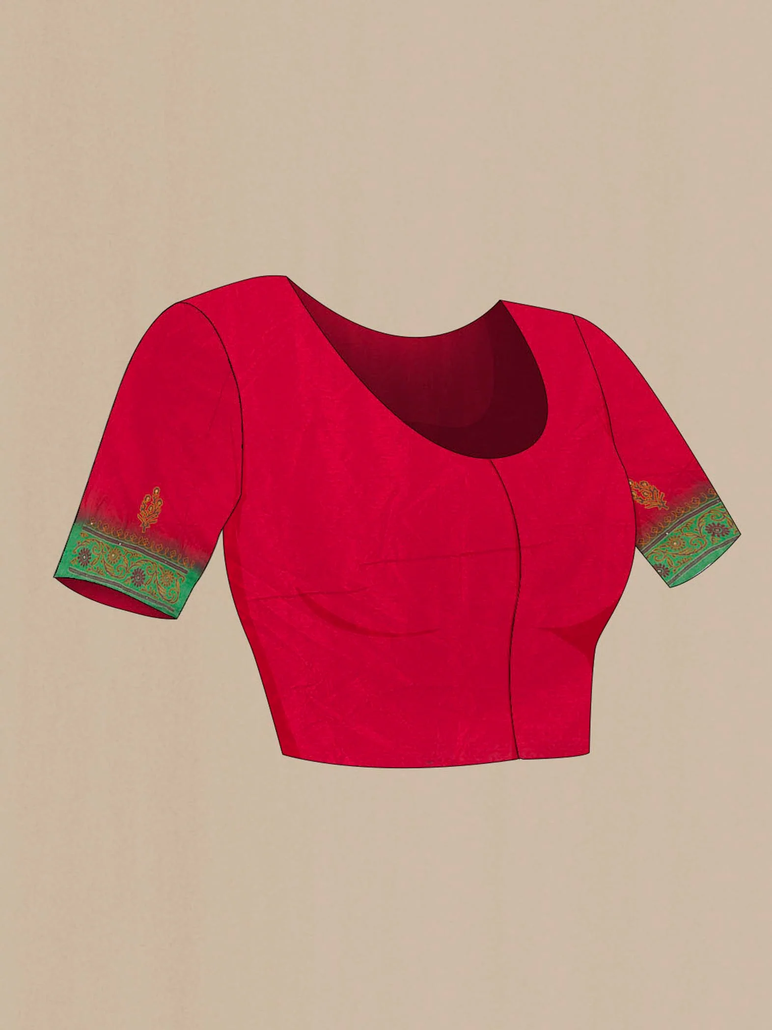 Red Blended Raw Silk Saree - Image 4