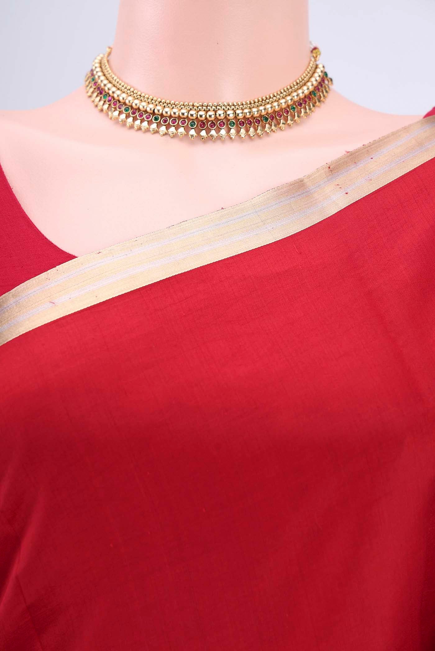 Red Banarasi Silk Saree - Image 2