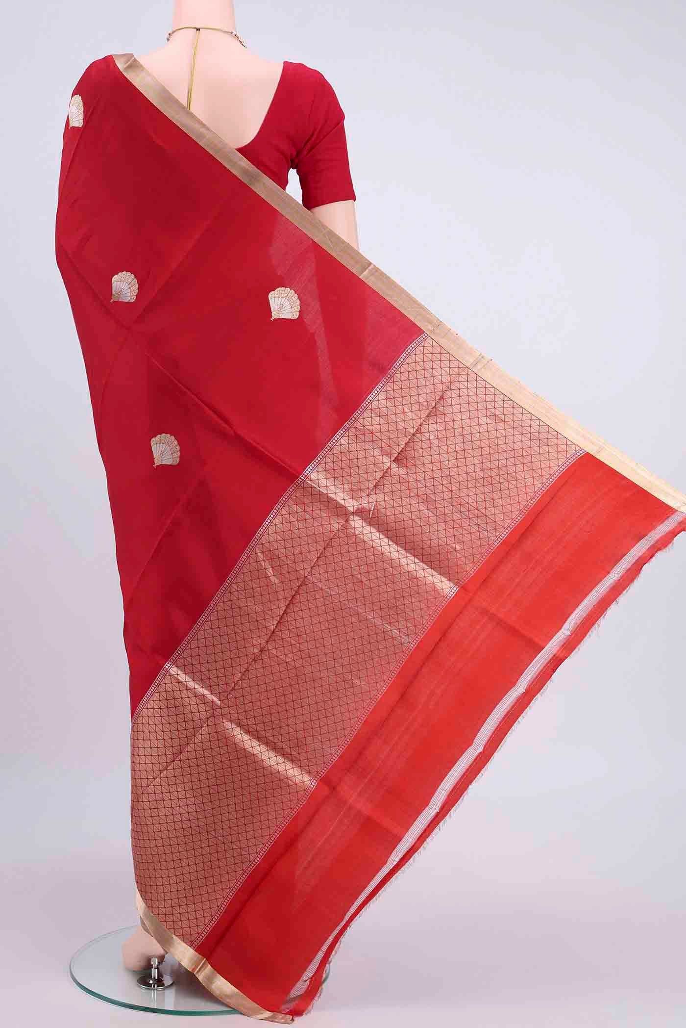 Red Banarasi Silk Saree - Image 3