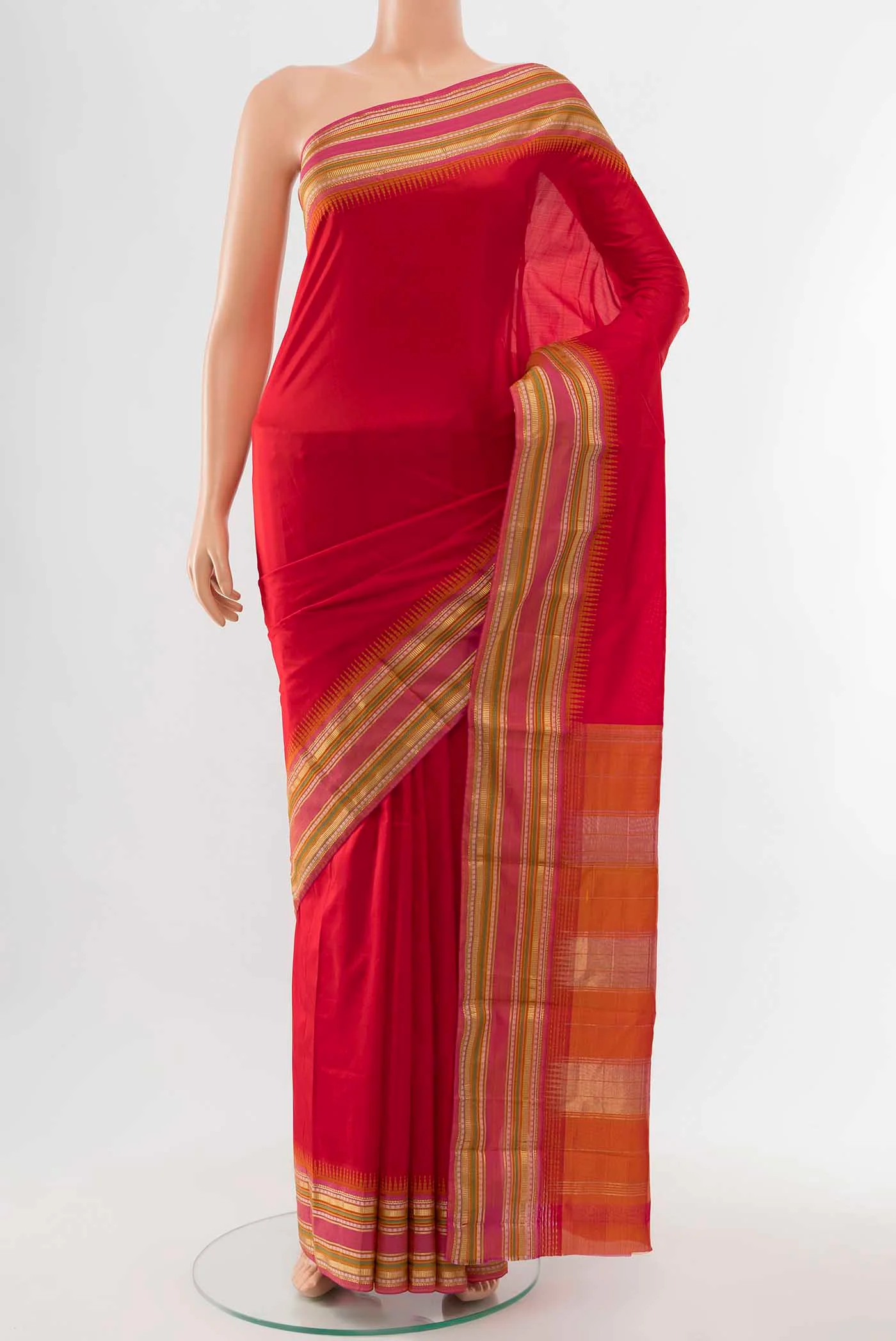 Deep Red Bangalore Silk - kadyal Saree