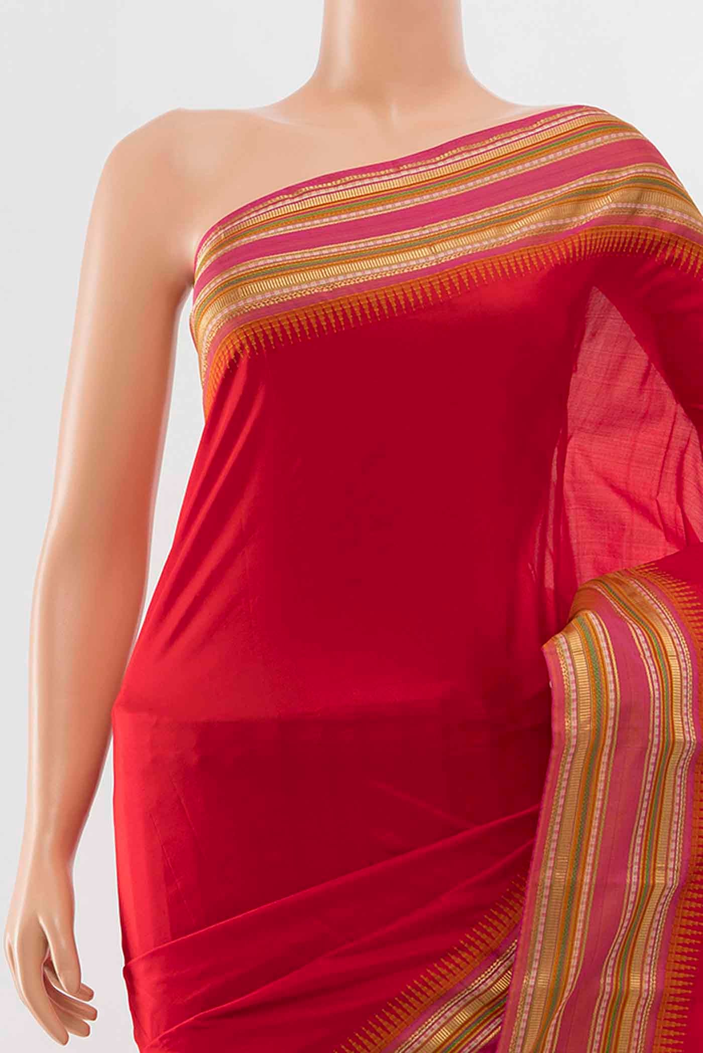Deep Red Bangalore Silk - kadyal Saree - Image 2