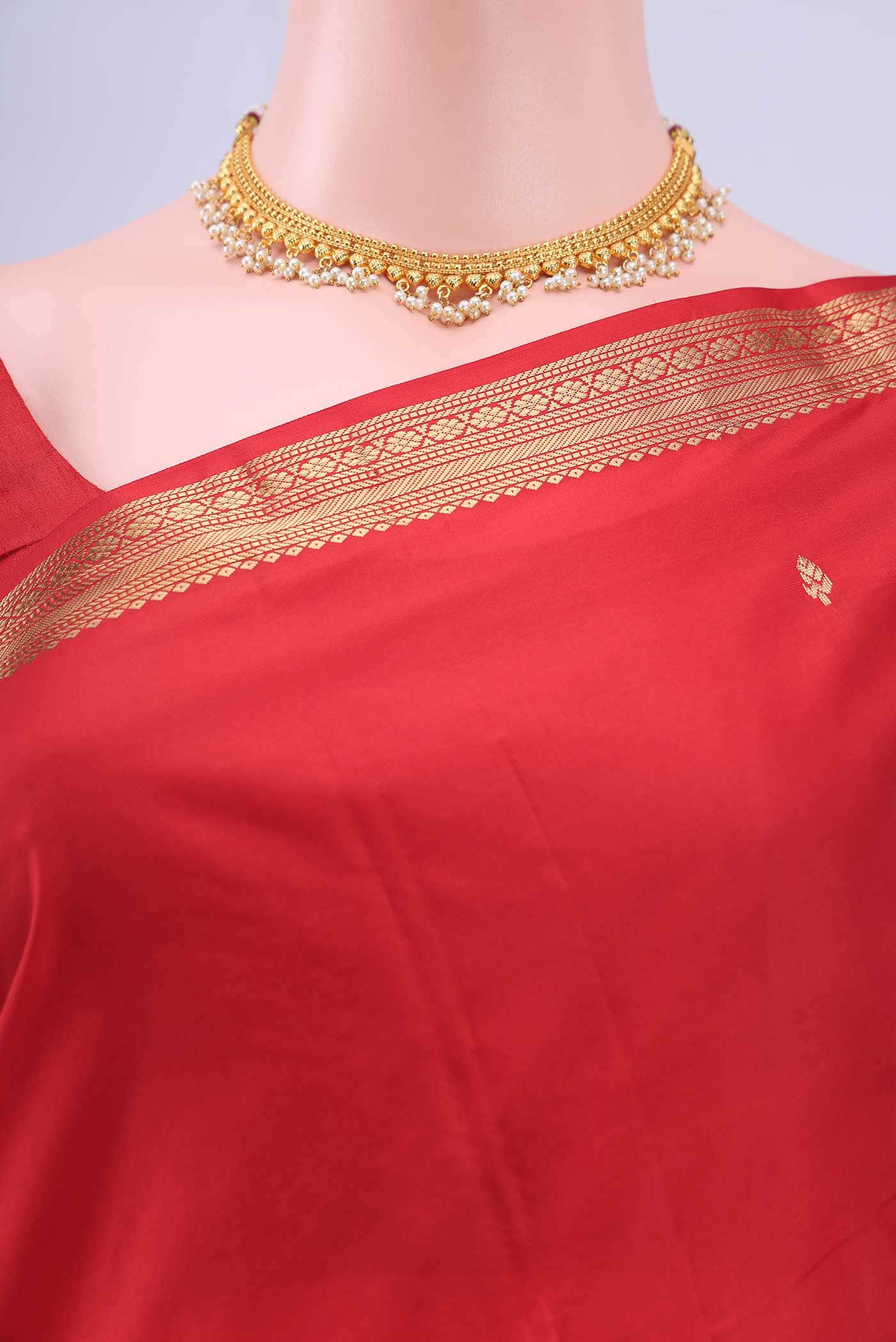 Deep Red Bangalore Silk Saree - Image 3