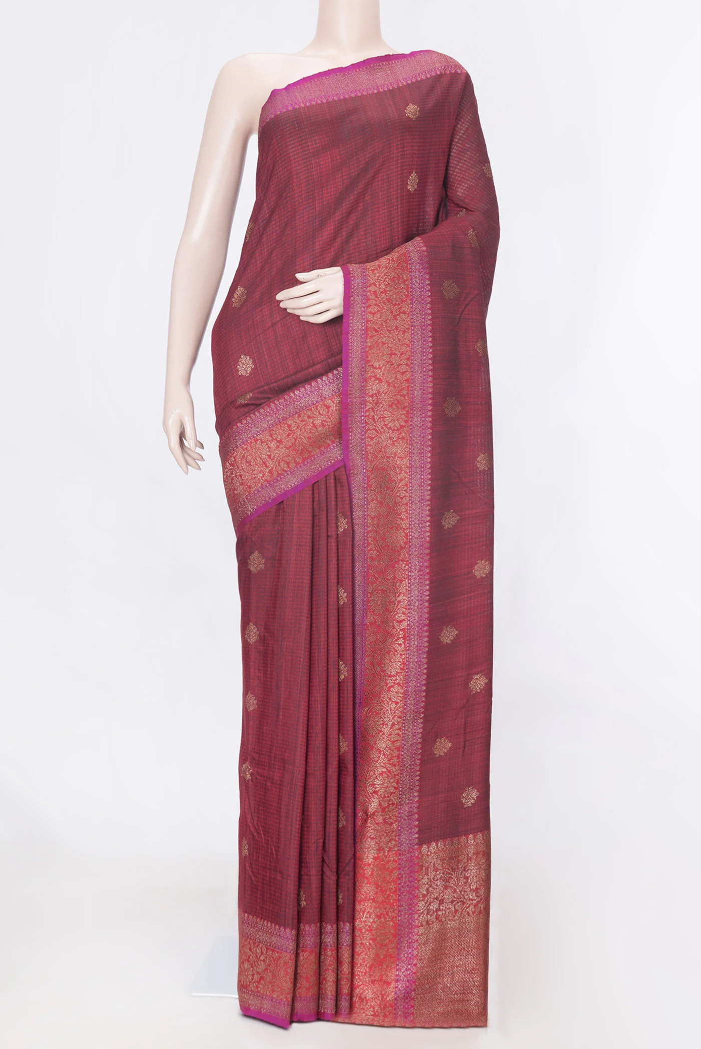 Maroon Banarasi Tussar Silk Saree