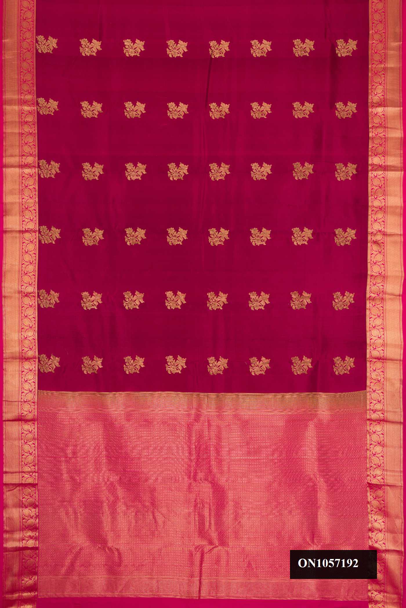 Deep Red Dual Tone Kanchipuram Silk Saree