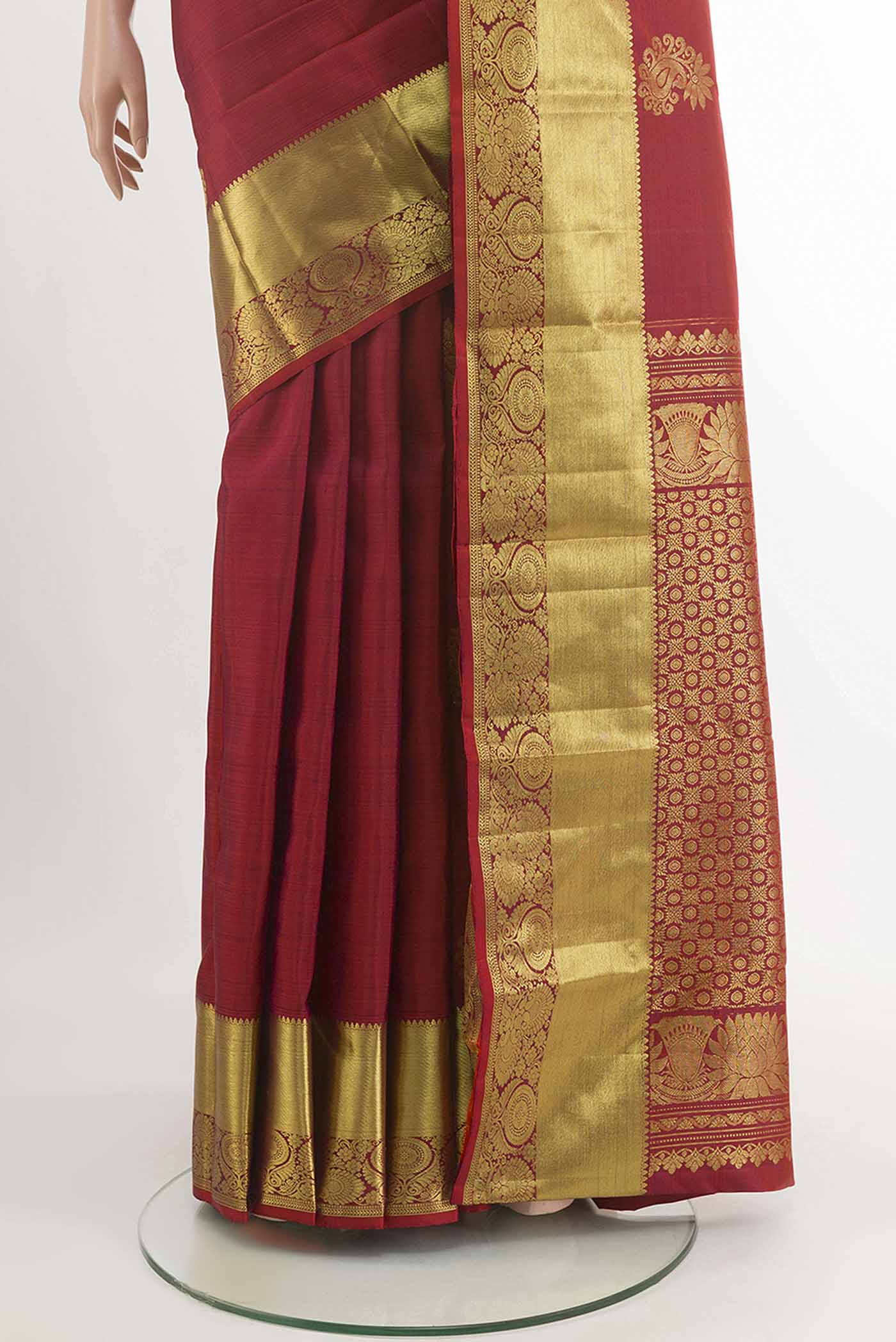 Deep Red Kanchipuram Silk Saree - Image 3