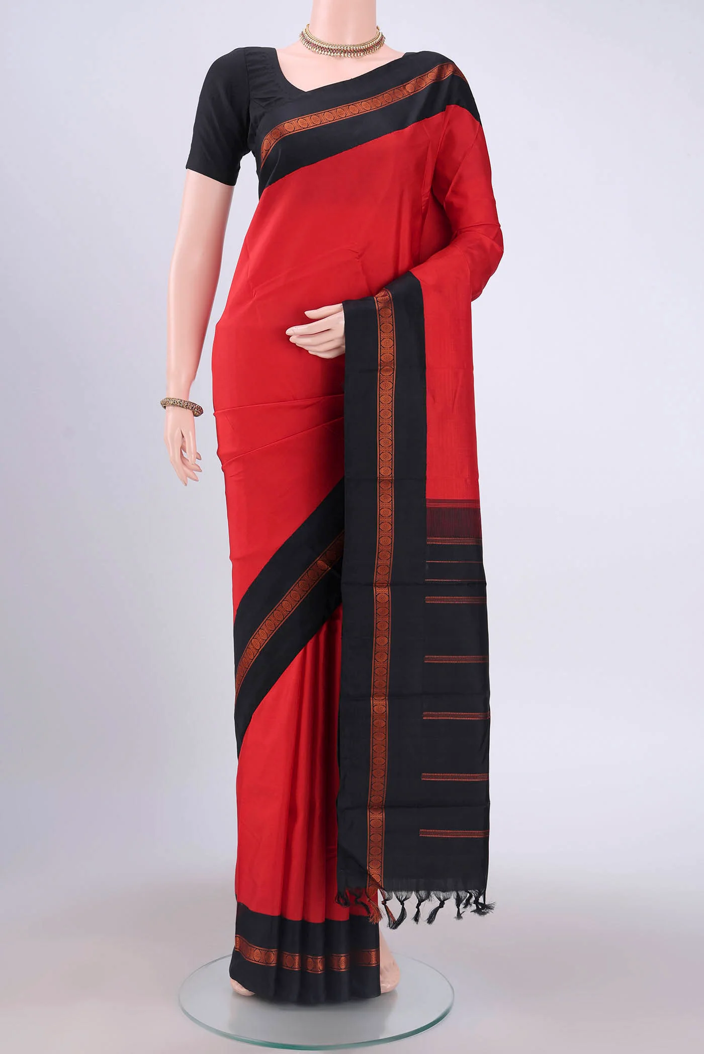Deep Red Kanchipuram Silk Saree
