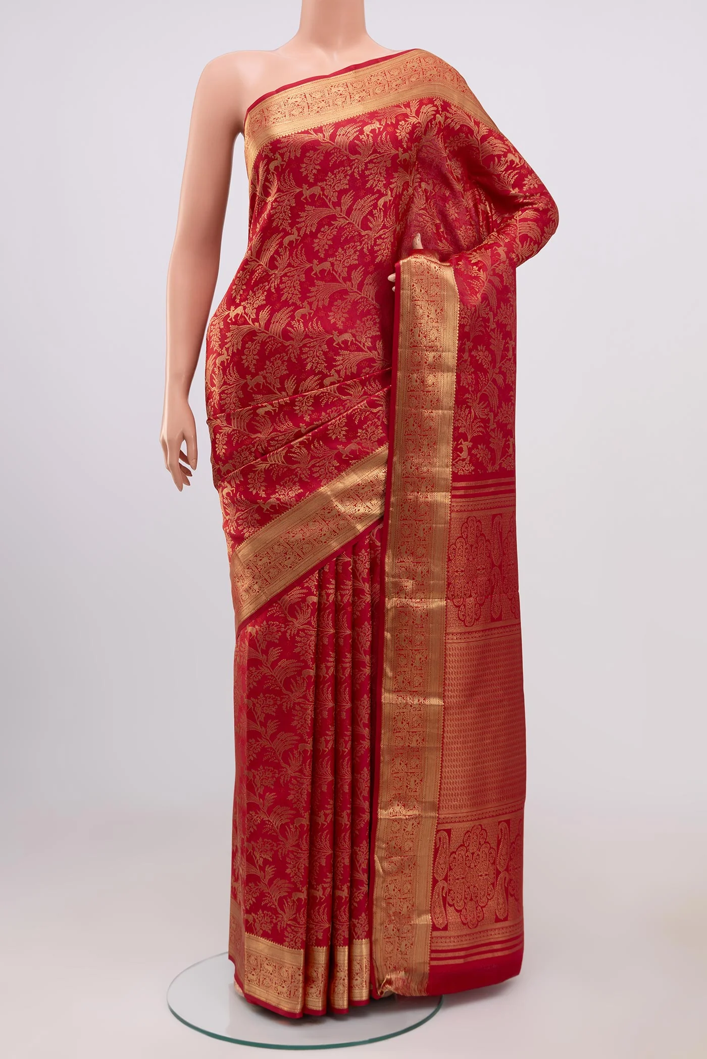 Deep Red Kanjivaram Silk Saree