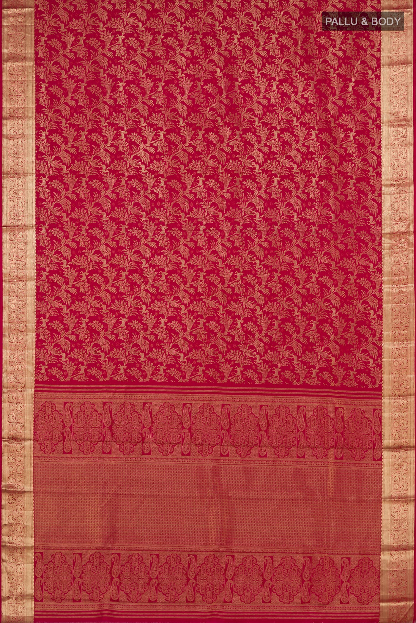 Deep Red Kanjivaram Silk Saree - Image 5