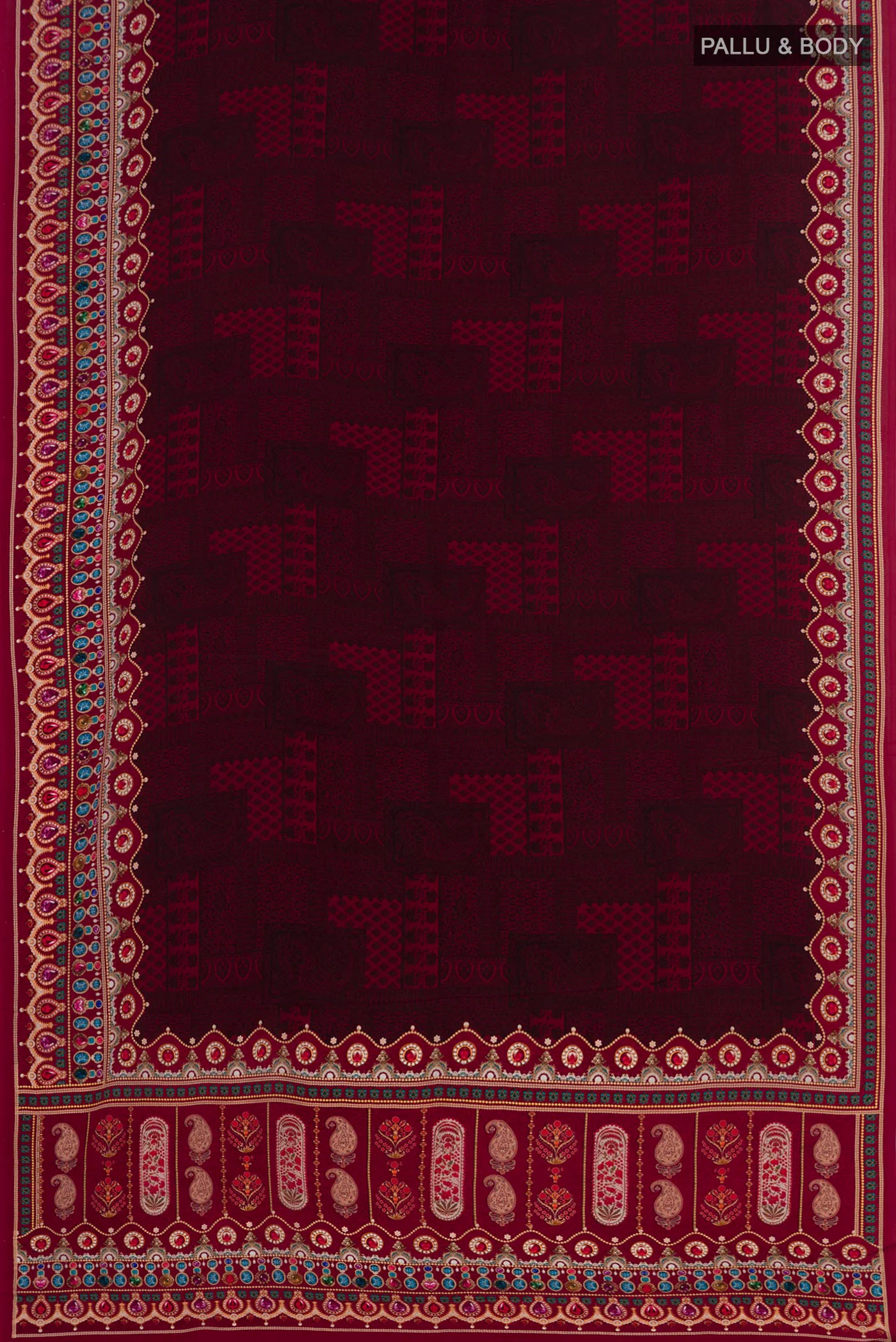 Coffee Brown Mysore Crepe Saree - Image 3