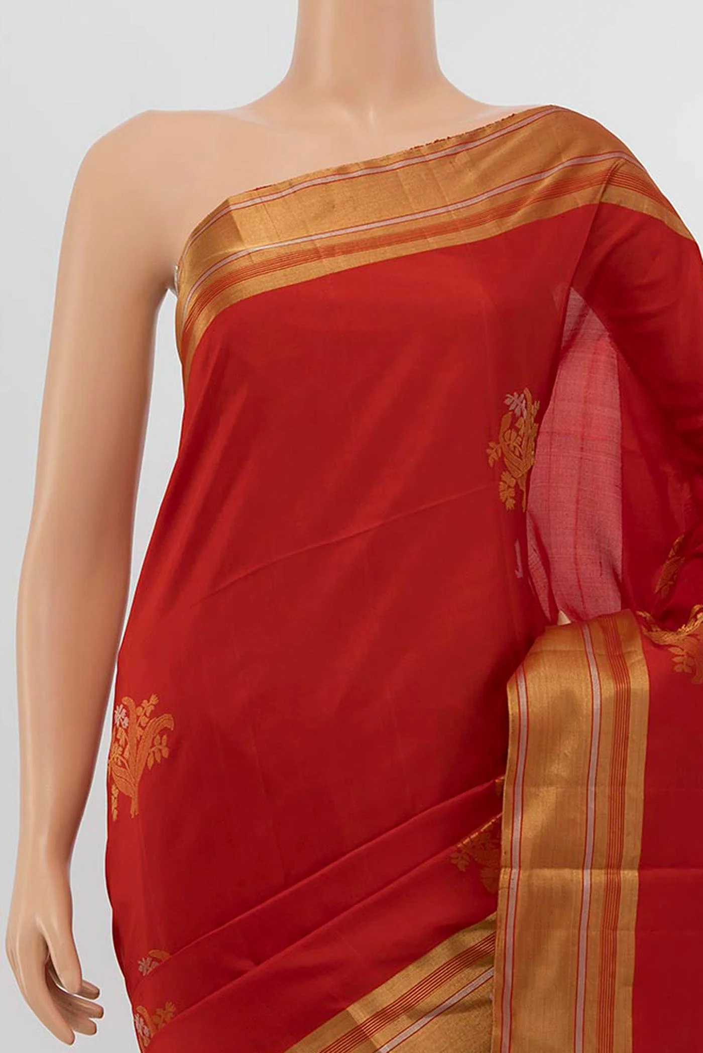 Deep Red Soft Silk Saree - Image 2