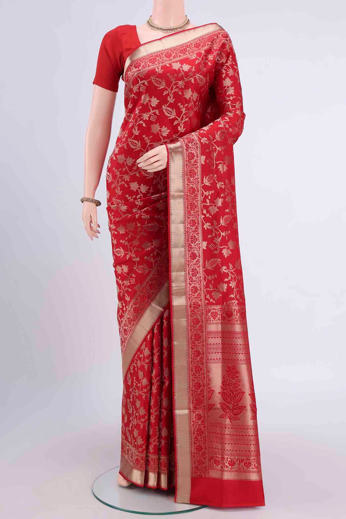 Deep Red Soft Silk Saree