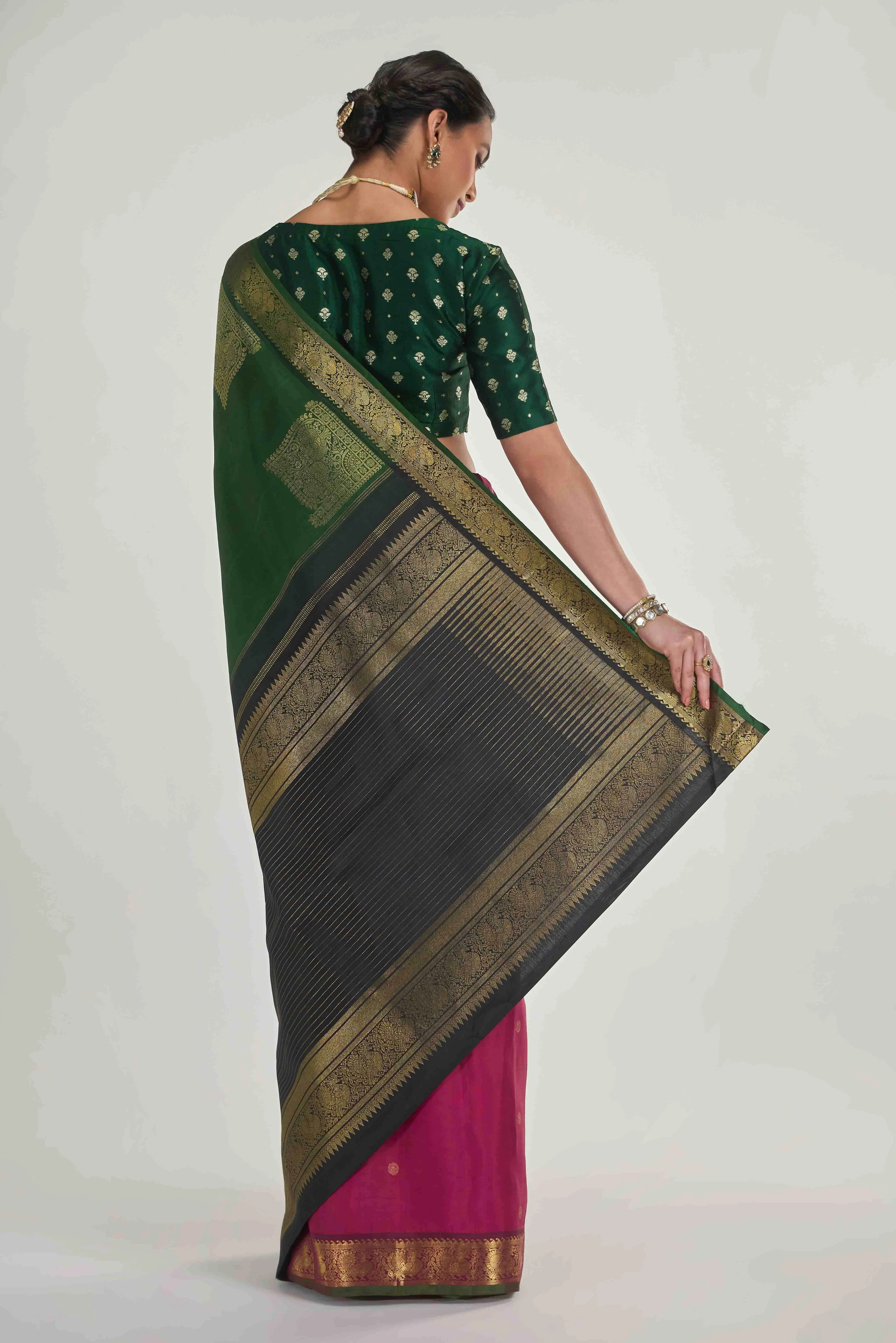Dvisha-Pure Silk Pure Gold Zari Arraku Red Kanchipuram Saree - Image 7