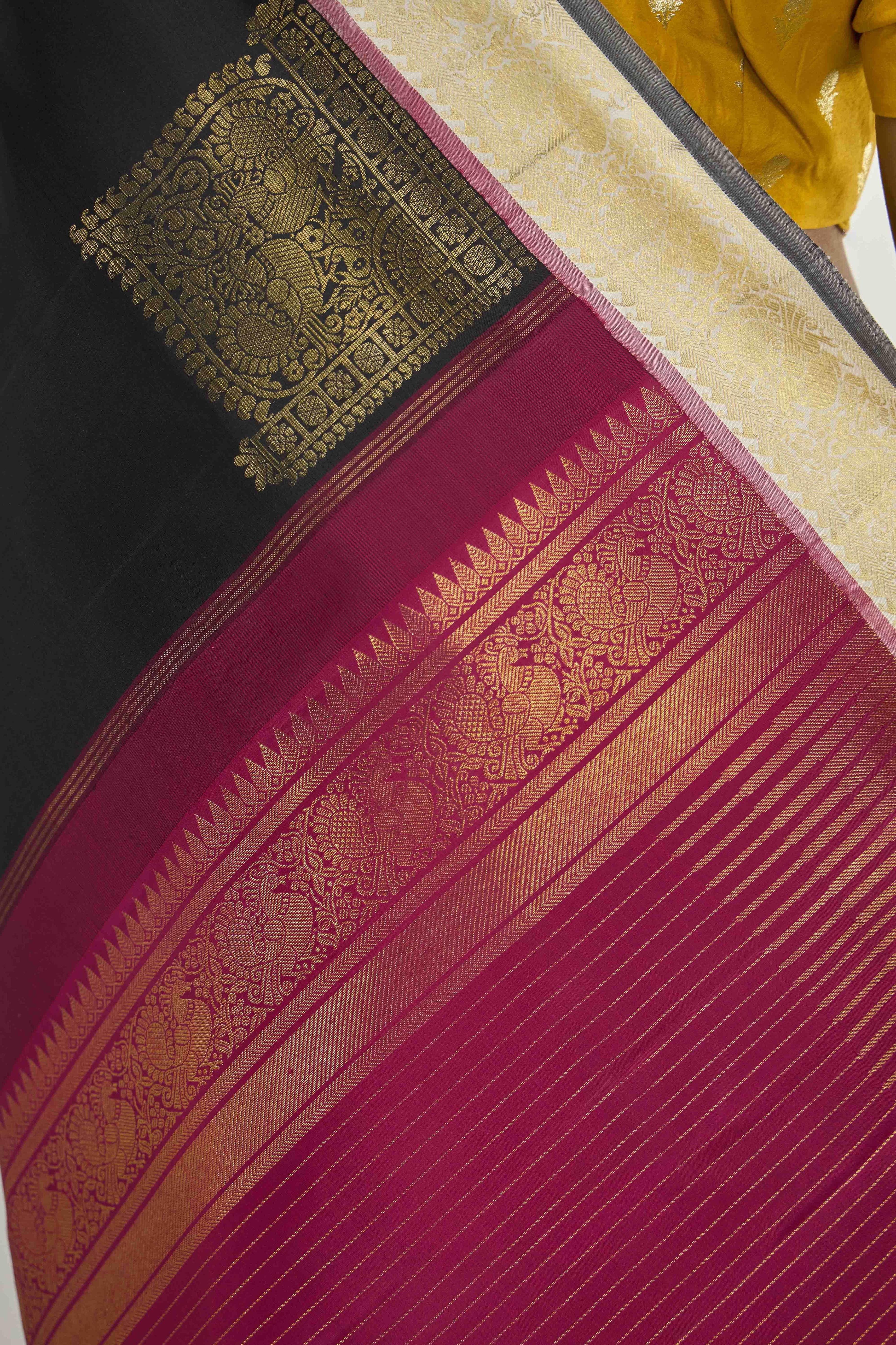 Dvisha-Pure Silk Pure Gold Zari Mustard Yellow Kanchipuram Saree - Image 6